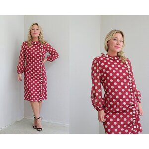 1960's Vintage Adele Martin Polka Dot Day Dress ~ Women's Size Medium to Large